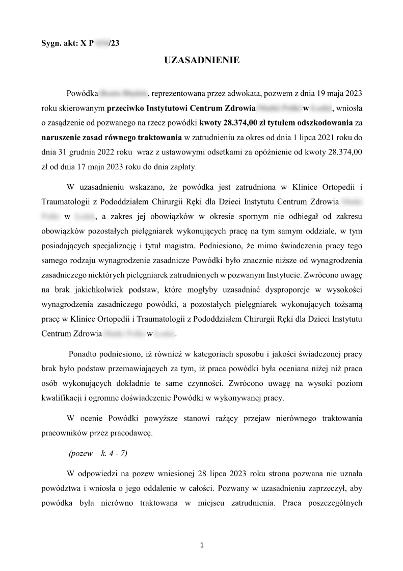 Korzystny wyrok Sądu w Łodzi dla pielęgniarki specjalistki - strona 2