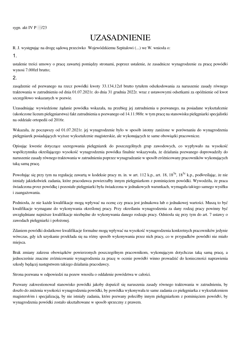 Wyrok przyznający odszkodowanie za naruszenie zasady równego traktowania - strona 2