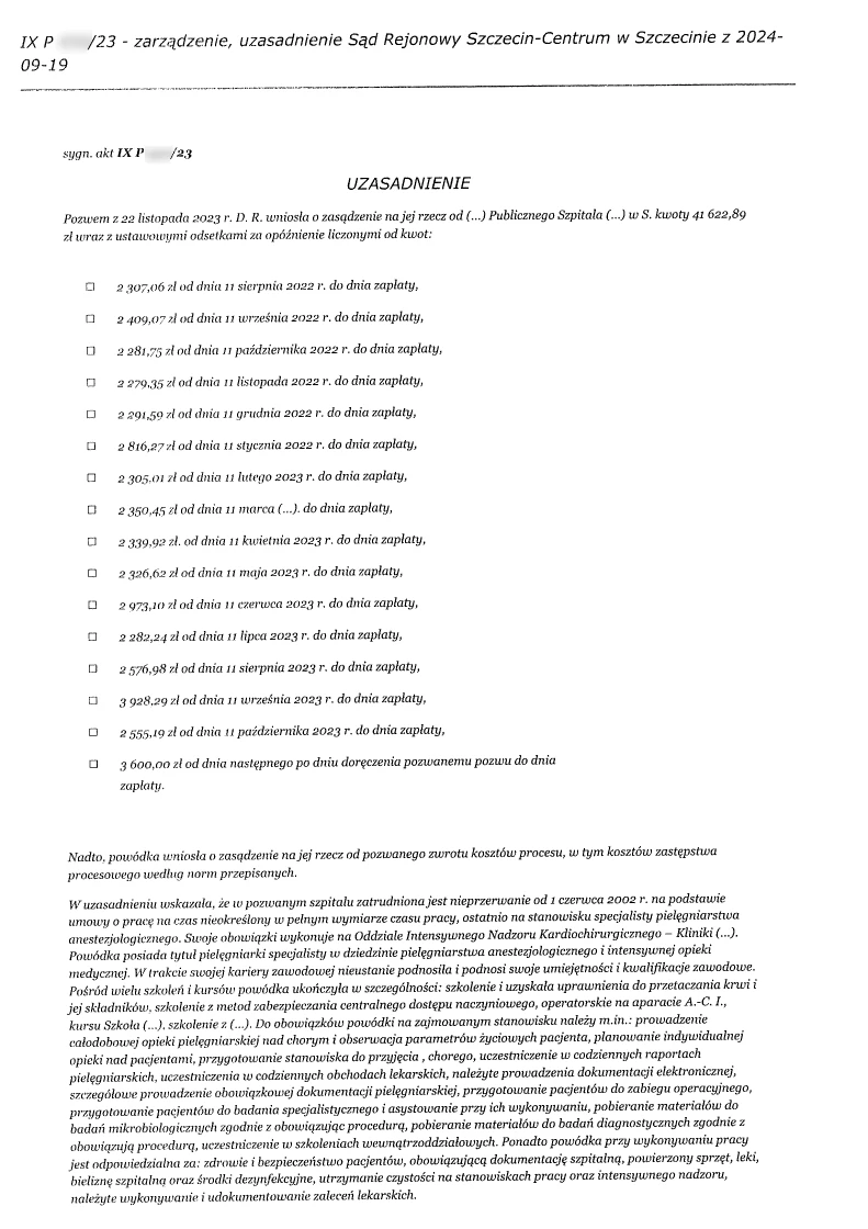 Wyrok Sądu w Szczecinie w sprawie specjalistki pielęgniarstwa - strona 2