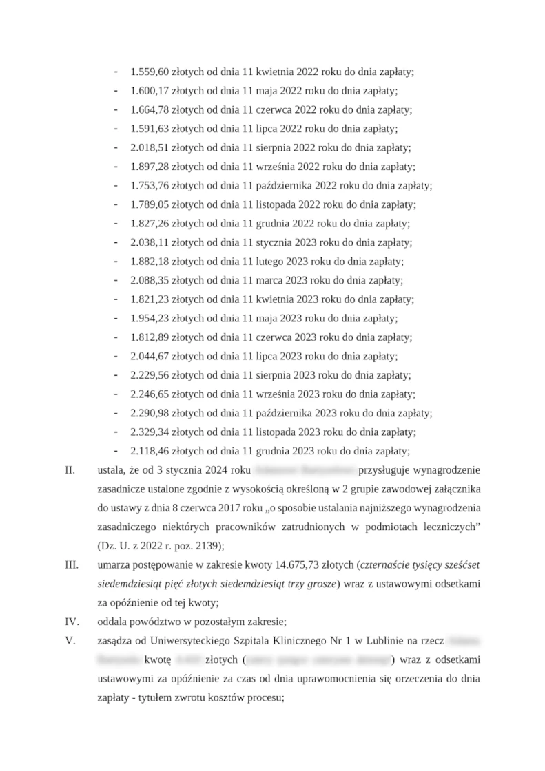 Wyrok Sądu Rejonowego w Lublinie przyznanie odszkodowania pielęgniarce - strona 2